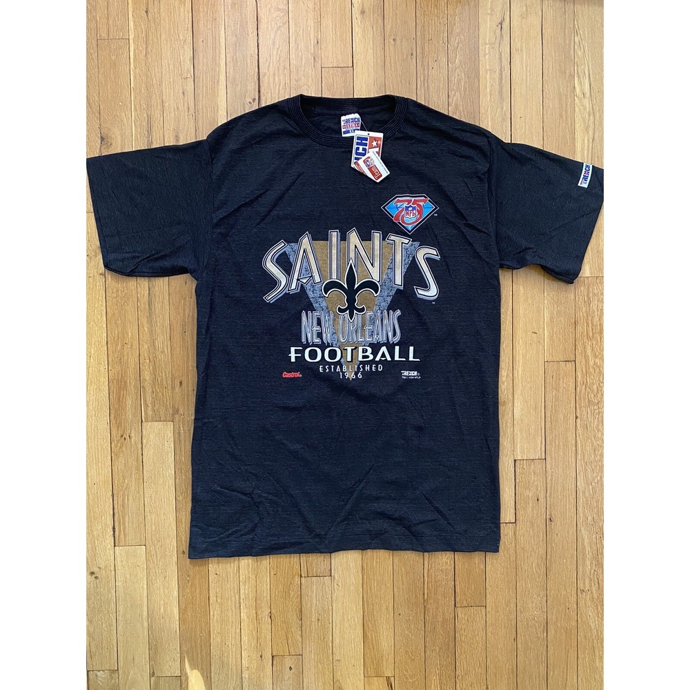 Vintage New Orleans Saints Shirt Mens XL Black Striped Trench NFL Football NFC